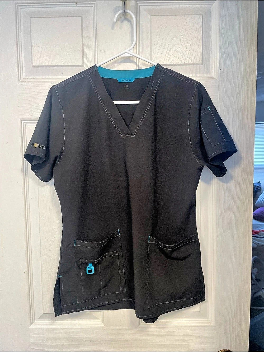 Carhartt Force Black V-Neck Scrub Top | SZ S/M